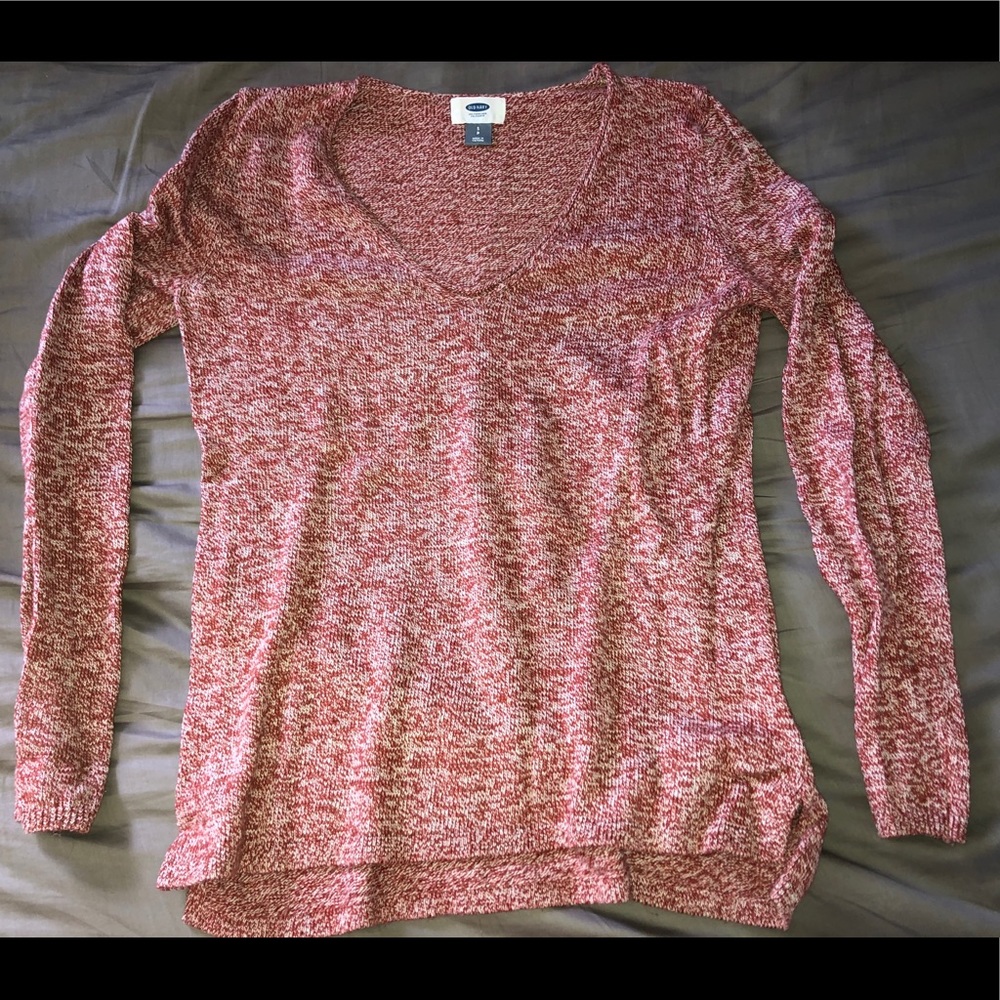 V-neck women’s Sweater, reddish-pink